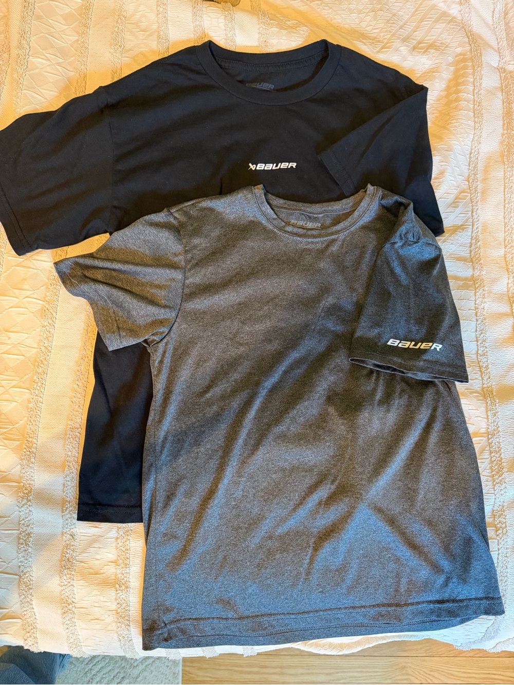 Bauer Kids Short-Sleeve Tees in Black and Gray - 2-Pack